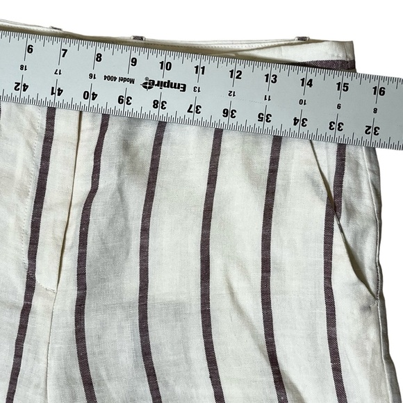 Theory Nadeema Wide Leg Stripe Linen Rev Pant in White Red‎ Raspberry - Picture 8 of 11